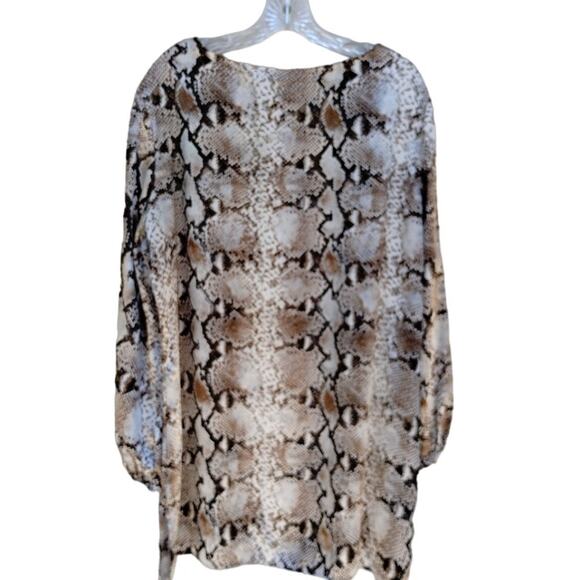 Chico's Satin Snakeskin Animal Print Swing Trapeze Mini Dress/Tunic XL chico's 3 - Picture 5 of 9
